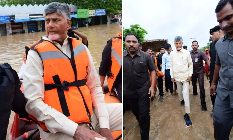 ஆந்திராவில் கனமழை- மீட்பு பணிகளை நேரில் பார்வையிட்ட சந்திரபாபு நாயுடு